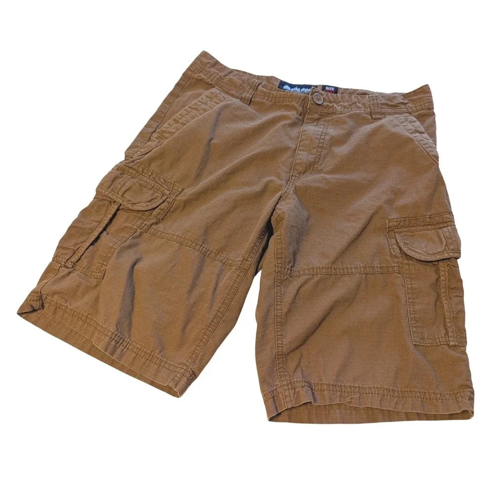 Ecko Unltd Mens Brown‎ Ripstop Cargo Shorts Size 32 Streetwear Utility Y2K Rhino